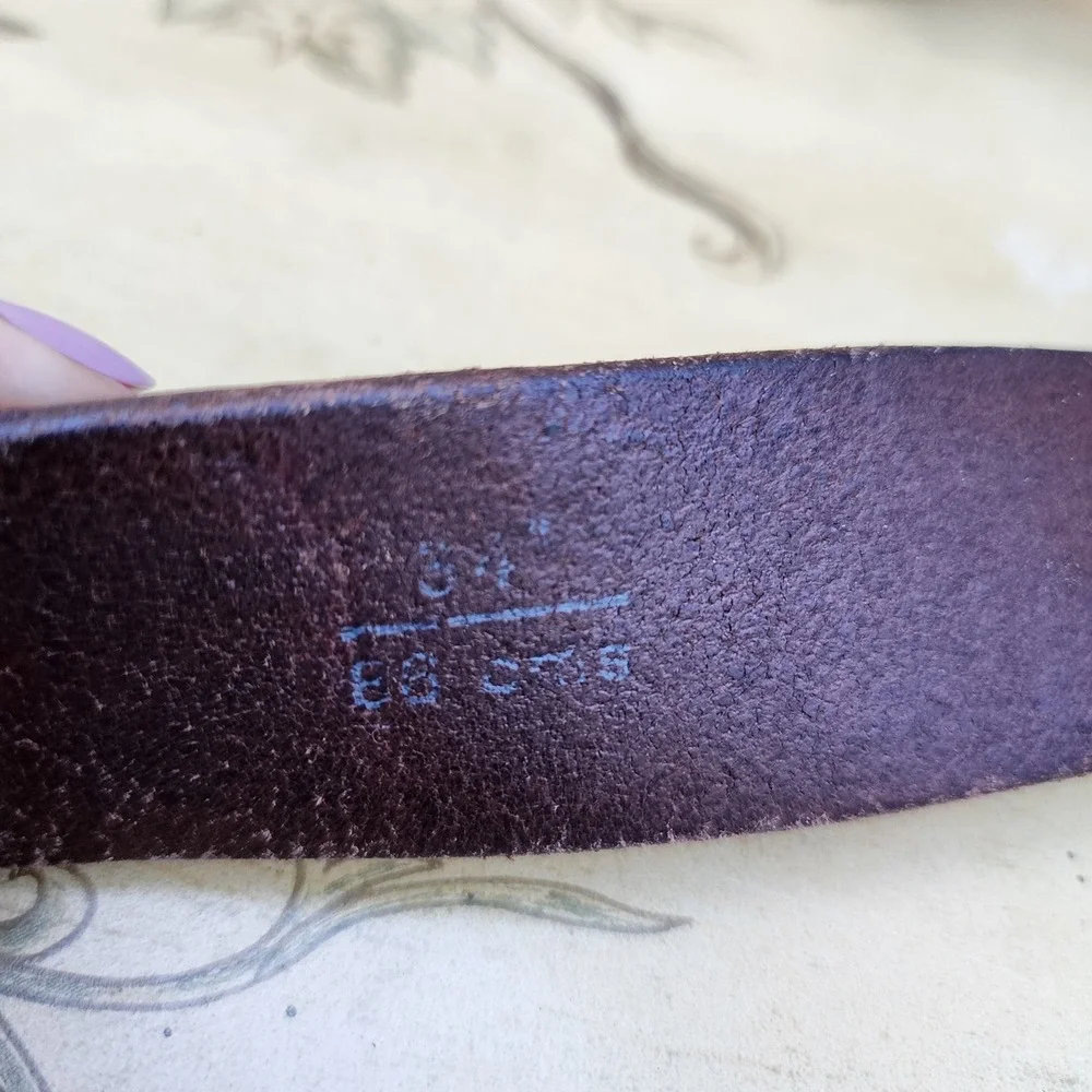 Ted Baker Sz 34 Brown Real Leather Minimalist Buckle Belt Made in Italy